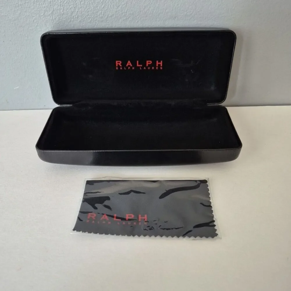 Ralph Lauren Black Hard Clamshell Large Sunglass Eyeglass Case with Cloth